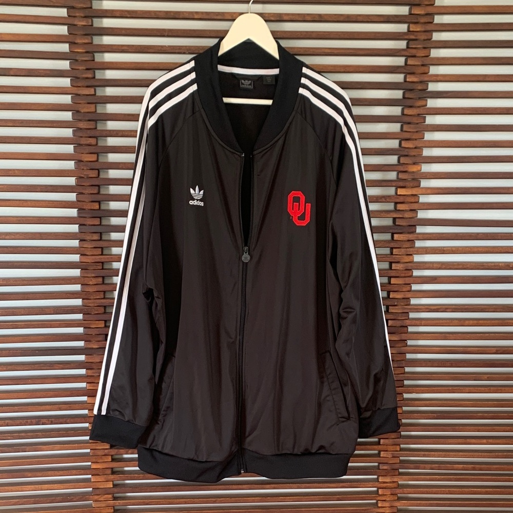 Adidas Black Track Jacket with Red OU Logo